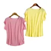 Mulheres Real Silk T Shirt Bastão Curto Manga Sólida Chiffon Loose Camisa 100% Natural Silk Basic Top Plus Size Summer Bottoming 210306