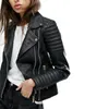 Moda mulheres outono inverno motocicleta jaquetas de couro faux senhoras manga longa motociclista pu punk streetwear casacos pretos