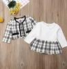 Roupas fofas para meninas de 16 anos, designer de material de qualidade, duas peças, vestido e jaqueta, casaco beatufil, moda infantil, meninas s6860739