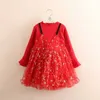 Winter Warm 3 4 6 8 10 12 Years Children Year Party Lace Patchwork Red Black Winter Thickening Dress For Kids Baby Girl 210701