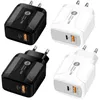 Chargeur mural USB 18W QC 3.0 PD Type c, Charge rapide, prise ue US UK, pour Iphone 12 11 pro max 7 8 X Samsung Lg téléphone Android