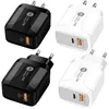 18W Charge Quick Charge QC 3.0 PD Tipo C carregador de parede USB EU UK Plug para iPhone 12 11 Pro Max 7 8 X Samsung LG Android Phone