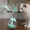 Cat Leksaker Pet Tumbler Slow Feeder Toy Interactive Automatic Spinning Feather Smart Läckande Mat Tillbehör OC18