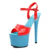 Stripper Heel Shoes Summer Platform High Heels Sandals Thin-heeled 17cm Mixed Colors Sexy Waterproof Wedding shoe 220308