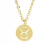 Gold Stainless Steel Star Zodiac Necklace 12 Constellation Pendant Necklace Women Gold Chain Necklace Men Jewelry gift
