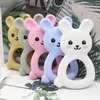 Rabbit Teethers Toys Infant Silicone Teether Molar Training Toys Rattle Nursing Soother Free BPA Food Grade Toy Accessories 5 Colors BT6428