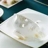 أطباق لوحات فاخرة الإبداعية الطبق السيراميك مجموعة عشاء تقديم الحساء وعاء الحلوى ديكور Vaisselle بورسللين المطعم لوازم DL60P