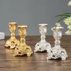 Ljushållare guld / silver pelare dekorativa centerpieces tabell mantel öppen spis metall ljusstake europeisk heminredning