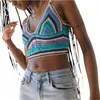 Dames T-shirt Zomer Dames Sexy Midriff-Baring Camisole Meisjes Creatieve Kleurrijke Streep V-hals Mouwloze Base Gebreide Tops Shirt