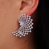 Stud Godki luxe design merveilleux boucle d'oreille oreille d'oreille de fleur de zircon cubique de zircone 3cm * 4cm