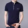 T-shirt masculino mandarim colarinho manga curta camiseta homens primavera verão top homens marca roupas magro fit algodão presente 210518