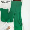 Pantaloni a due pezzi da donna Yitimoky Woman Knit 2 Set Abiti Abiti di moda O Collo Pullover irregolare Top Abito da donna a vita alta Autunno 2021