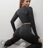 Spor Seti Eşofman Bayan Moda Yoga Kıyafetler Kıyafetler Sportwear Teech Polar Üst Uzun Kollu Gömlek Tayt Tayt Pantolon Açık Tech Takım Kadın Tasarımcı Parça Katı