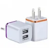 Cargador de carga de pared USB dual de metal EE. UU. Enchufe de la UE 2.1A Adaptador de corriente CA Cargador de pared Enchufe 2 puertos para Iphone Samsung Galaxy LG Tablet Ipad