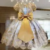 Baby Girls Dress For Kids 1 2 Years Birthday Bow Dress Lace Embroiery Tutu Vestidos Wedding Christening Gown Toddler Girls Dress 210317