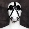 Nxy Sm Bondage Leather Mouth Plug Hollow White Sexy Panda Eye Mask Clip Blindfolded Headgear Adult Products 1223