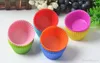 DHL Round Shape Silicone Muffin Cupcake Mold Case Bakeware Maker Mögel Bricka Bakburk Liner Bakning Möbler