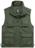 Giacca senza maniche sottile da esterno ad asciugatura rapida Pography Fishing Multi-tasca Casual Gilet da uomo Verde militare Abbigliamento da lavoro 7838 220114