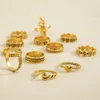 S2843 Fashion Jewelry Vintage Gold Flower Snake Heart Geometric Stacking Rings Midi Rings Sets 12pcs/set