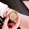 腕時計レディース腕時計ダイヤモンドトップブランドデザイナーステンレススチールレディースローズゴールドクォーツ腕時計ドロップ2021