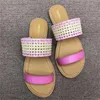 Tofflor Weave Beach Kvinnor Äkta Läder Mode Märke Flat Skor Sommar Skivor Casual Designers Slipper