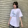 Yedinas Água Camiseta Mulheres Verão O Pescoço Camisetas Coreano Algodão Estética Tees Harajuku Oversized Streetwear Top 210527