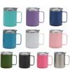 12oz rånar med handtag Rostfritt stål Isolering Kontor Tumbler Is Tyrant Kaffe Öl Muggar och Lock Travel Friendly Juice Cups KKB7935