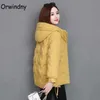 Orwindny vrouwen winterjas korte warme parka vrouwelijke herfst verdikking jas katoen gevoerde capuchon plus size 3XL 210923