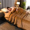 Queen Size Coral Fleece Blanket For Bed Soft Solid Color Thick Blankets For Winter King Size Double Plaid Bed Linen 200*230 211122