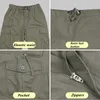 Pantaloncini casual da uomo Tasche multiple Pantaloni estivi con cerniera allentata Pantaloni corti taglie forti Pantaloncini cargo da uomo medio lunghi in cotone casual