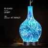 3D 불꽃 놀이 유리 아로마 테라피 기계 공기 가습기 초음파 에센셜 오일 아로마 디퓨저 Difusor 4 타이머 A-Free100ml 210724