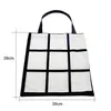 Grille de sublimation sac à main sac fourre-tout blanc blanc bricolage transfert de chaleur sac à provisions 9 panneaux tissu stockage réutilisable sac cadeau panneaux sac à main A2