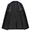 男ウールフード付きジャケット長い高品質パーカージッパーカジュアルブラックグレーの男性トレンチポケットオーバーコート暖かい男性ウールコート211122