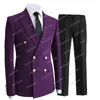 Herrenanzüge Blazer Trajes De Hombre Maßgeschneiderte zweireihige Jacken mit Hosen Slim Fit Bräutigam tragen Hochzeit Smoking Blazer Masculino 2