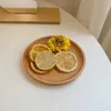 Okrągłe drewniane płyty deserowe ciastka talerz naczynie owoce talerz talerz naczynie herbatę taca drewniana kubek uchwyt miski mis