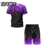 Sommar Tracksuit män sätter Casual Mäns uppsättning 2 stycken kostym Skriv ut Kortärmad T-shirt Shorts Man kostym Sportkläder Kvinnor 2 Set 210714