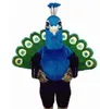 Hoge kwaliteit Blauwe pauw Mascot Kostuum Halloween Kerst Fancy Party Stripfiguur Outfit Pak Volwassen Vrouwen Mannen Jurk Carni224Y