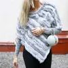 ETHEL ANDERSON Real Fur Knitted Rabbit Fur Poncho Vest Fashion Wrap Coat Vtg Shawl Lady Natural Fur Wedding Party Wholesale 211019