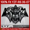 Тело для инъекций формы для Yamaha Black Matte YZF R 6 600 CC YZF-R6 YZF600 2006-2007 MOTO BUDLEWORK 98NO.4 YZF R6 600CC YZFR6 06 07 YZF-600 2006 2007 OEM обтекатель на 100%