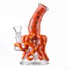 Unieke bekerwaterpijpen Halloween-stijl Waterpijpen Bedwelmende glazen waterleidingen Octopus Dab Rigs 14 mm verbinding met komoogtanden 3D 6 inch rookpijp TX834