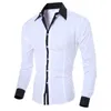 Men039S skjortor Fashion Personlighet Casual Slim Longsleved Shirt Top Blue Black White Men Style8395085