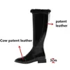 Fall Winter Warm Knee High Boots For Women Wide Leg Genuine Leather Thick Heels Shoes Woman 210528