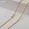 VOJEFEN AU750 18k Real Yellow Gold Rope Chain Necklace For Women/Men Twist Chains Choker Necklaces Fine Jewelry Birthday Gift