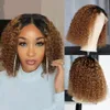 Ombre Short Bob Wig Brazilian Human Hair 1B27 컬러 Kinky Curly Synthetic Lace Front Wigs Baby Pre Plucked3501490