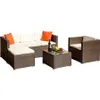 US STOCK TOPMAX outdoor Rattan Patio Furniture Sets Wicker Sofa Cushioned Sectional Garden Sofa Set a03 a48 a53271O