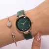 Fashion Womens Watch Quartz Watches 30mm Leather Strap Stainless Steel Bezel For Girlfriends Birthday Gift