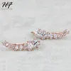 Luxury Shining Angle Wing Ear Cuff Earrings for Women Cubic Zirconia Rose White Gold Color Fashion Jewelry E791 E792