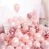 Feestdecoratie 10/20 stcs 10 inch transparante roségouden confetti ballonnen parel roze bruiloft verjaardag decor chroom metallic globo's