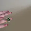 Pendentif Colliers Cristal Vert Trèfle À Quatre Feuilles Collier Charme Femmes Strass Incrusté Bijoux De Mode En Gros