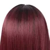Synthetic Wigs FGY Wine Red Women's Long Straight Hair Natural Hairline Wig Honey Golden Brown Pure White With Bangs Daily Wear